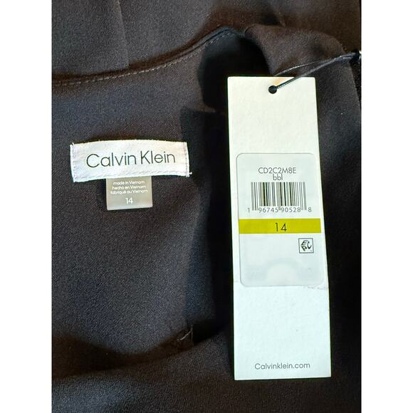 Calvin Klein Black Sequin Flutter Sleeve Midi Sheath Dress 14 NWT - Picture 6 of 9